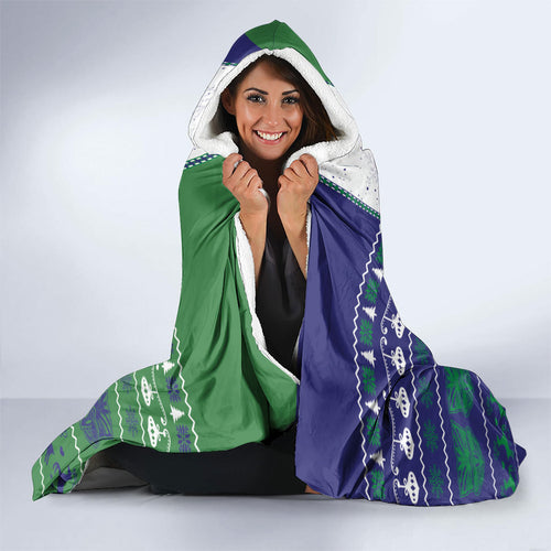 New Zealand Warriors Rugby Christmas Hooded Blanket Santa Maori Mascot