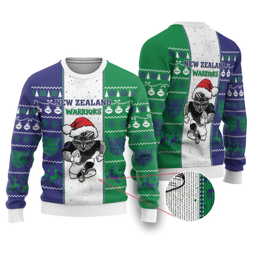 New Zealand Warriors Rugby Christmas Ugly Christmas Sweater Santa Maori Mascot