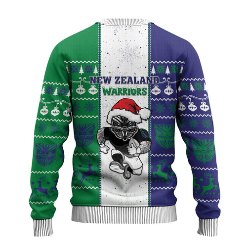 New Zealand Warriors Rugby Christmas Ugly Christmas Sweater Santa Maori Mascot