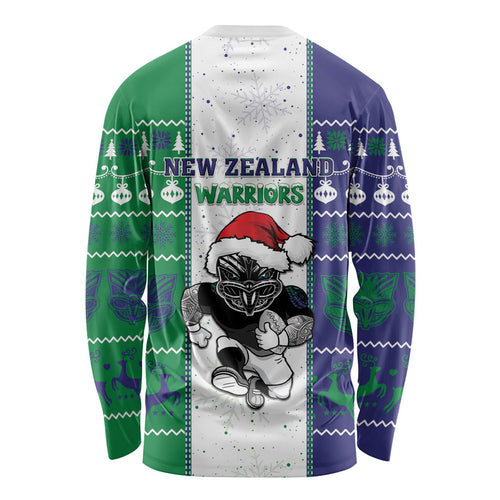 New Zealand Warriors Rugby Christmas Long Sleeve Shirt Santa Maori Mascot