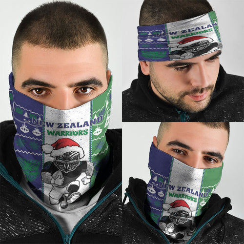 New Zealand Warriors Rugby Christmas Neck Gaiter Santa Maori Mascot