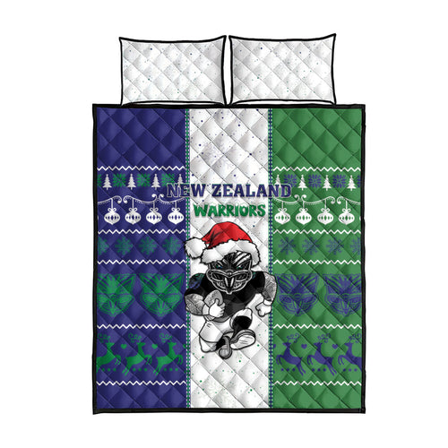 New Zealand Warriors Rugby Christmas Quilt Bed Set Santa Maori Mascot