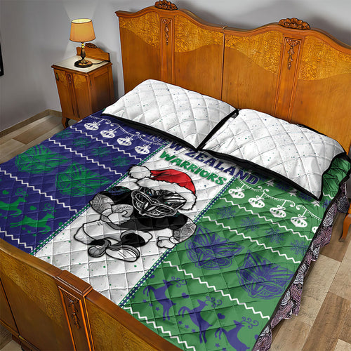 New Zealand Warriors Rugby Christmas Quilt Bed Set Santa Maori Mascot