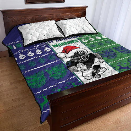 New Zealand Warriors Rugby Christmas Quilt Bed Set Santa Maori Mascot