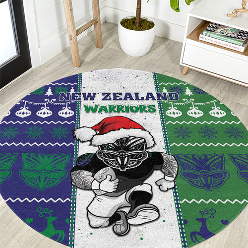 New Zealand Warriors Rugby Christmas Round Carpet Santa Maori Mascot