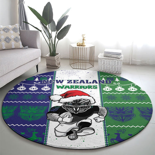 New Zealand Warriors Rugby Christmas Round Carpet Santa Maori Mascot