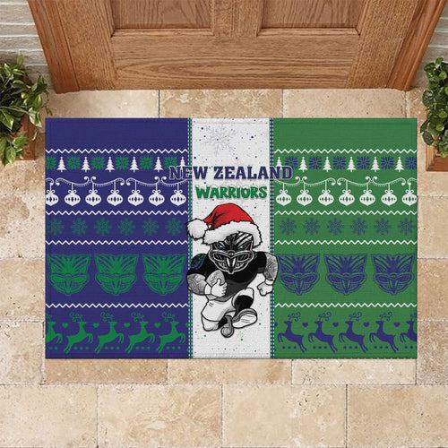 New Zealand Warriors Rugby Christmas Rubber Doormat Santa Maori Mascot