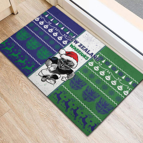 New Zealand Warriors Rugby Christmas Rubber Doormat Santa Maori Mascot