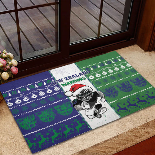 New Zealand Warriors Rugby Christmas Rubber Doormat Santa Maori Mascot