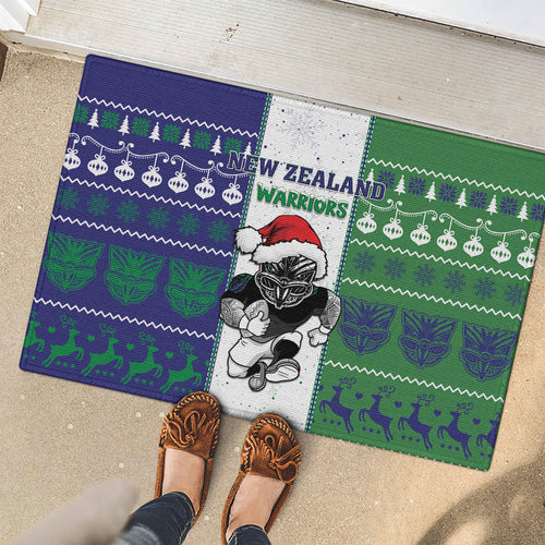 New Zealand Warriors Rugby Christmas Rubber Doormat Santa Maori Mascot