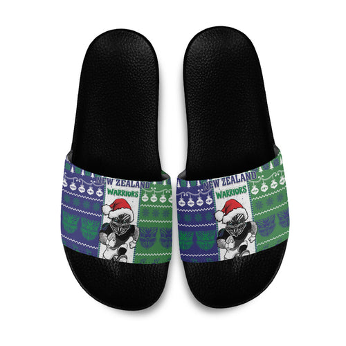 New Zealand Warriors Rugby Christmas Slide Sandals Santa Maori Mascot