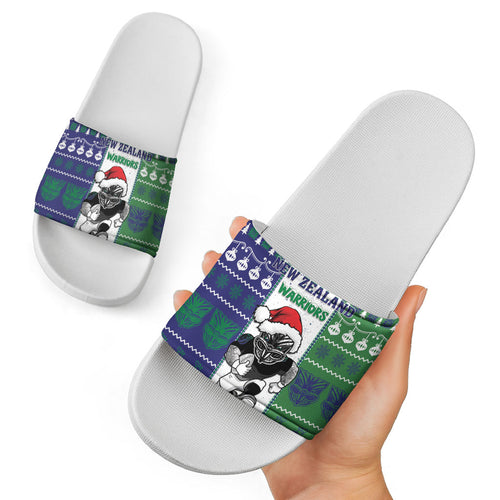New Zealand Warriors Rugby Christmas Slide Sandals Santa Maori Mascot