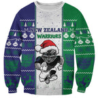 New Zealand Warriors Rugby Christmas Sweatshirt Santa Maori Mascot