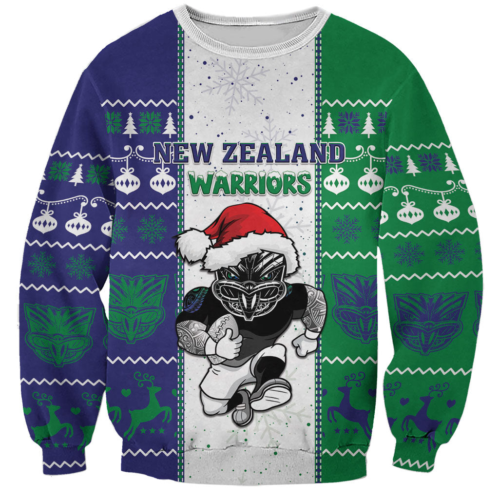 New Zealand Warriors Rugby Christmas Sweatshirt Santa Maori Mascot