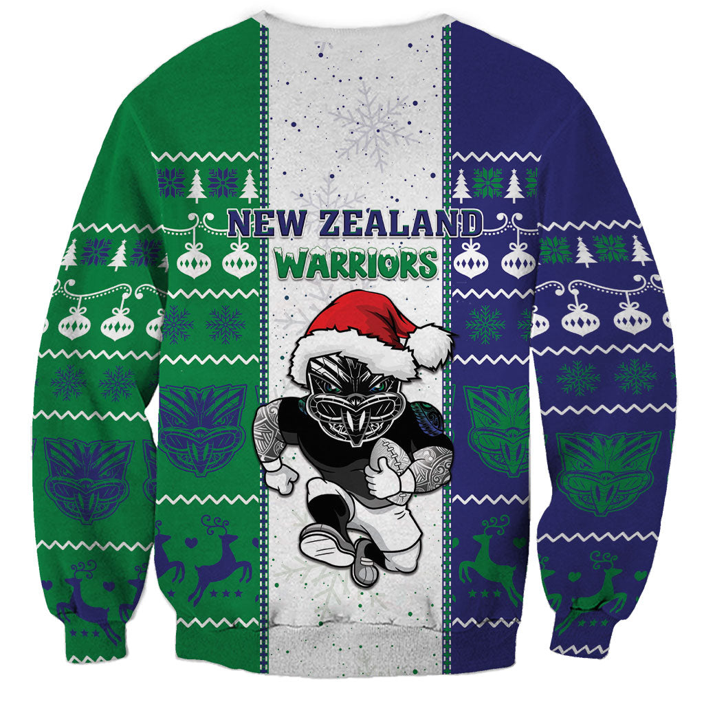 New Zealand Warriors Rugby Christmas Sweatshirt Santa Maori Mascot