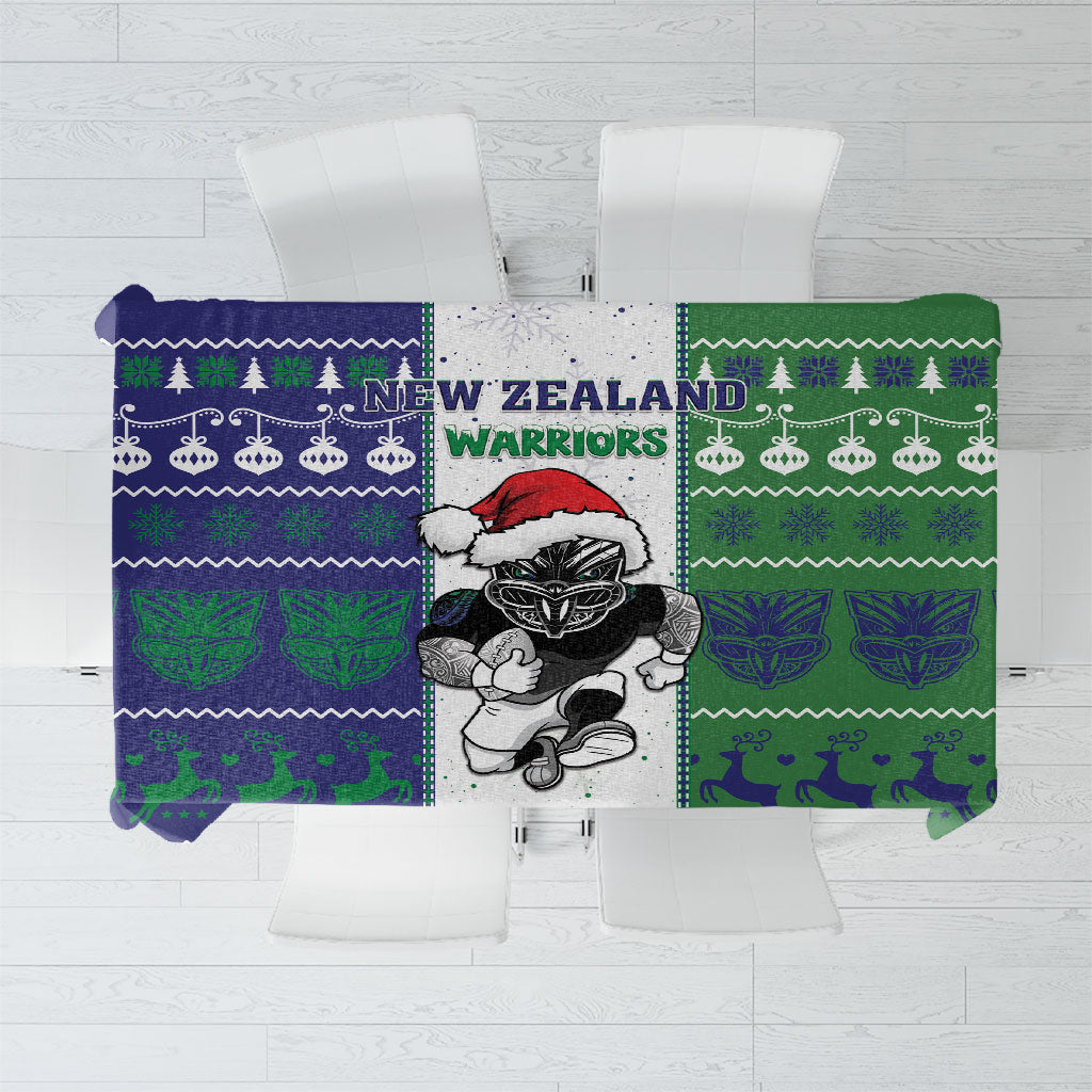 New Zealand Warriors Rugby Christmas Tablecloth Santa Maori Mascot