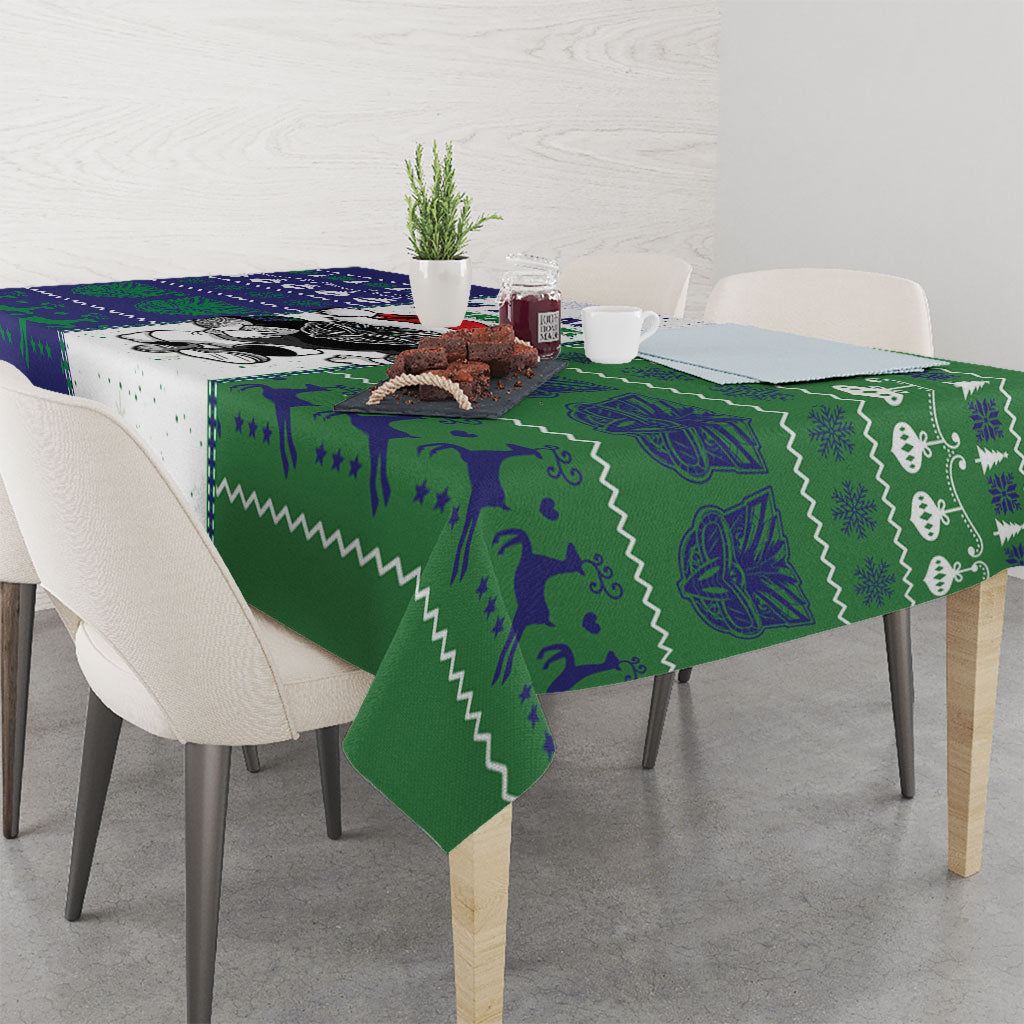 New Zealand Warriors Rugby Christmas Tablecloth Santa Maori Mascot