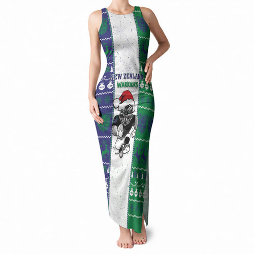 New Zealand Warriors Rugby Christmas Tank Maxi Dress Santa Maori Mascot