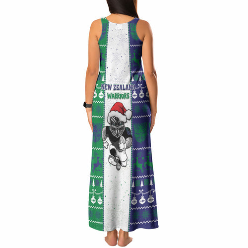New Zealand Warriors Rugby Christmas Tank Maxi Dress Santa Maori Mascot