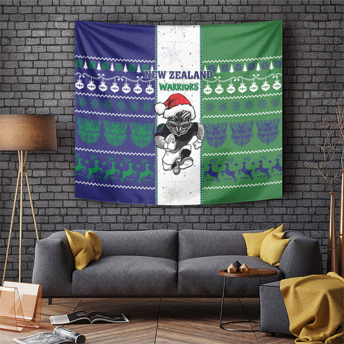 New Zealand Warriors Rugby Christmas Tapestry Santa Maori Mascot