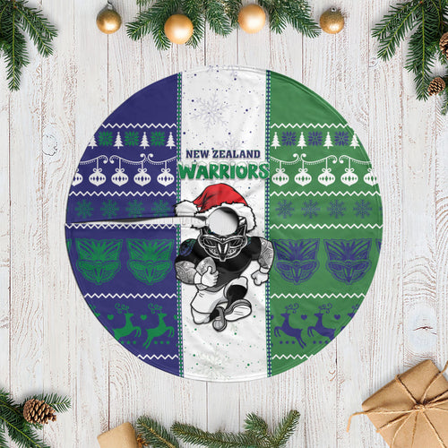 New Zealand Warriors Rugby Christmas Tree Skirt Santa Maori Mascot