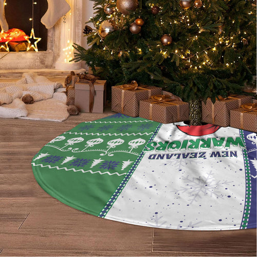 New Zealand Warriors Rugby Christmas Tree Skirt Santa Maori Mascot