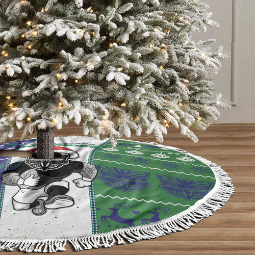 New Zealand Warriors Rugby Christmas Tree Skirt Santa Maori Mascot