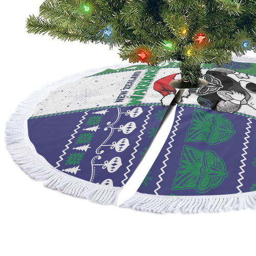 New Zealand Warriors Rugby Christmas Tree Skirt Santa Maori Mascot