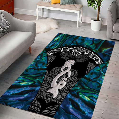 New Zealand Aotearoa Area Rug Maori Taniwha Paua Shell