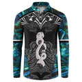 New Zealand Aotearoa Button Sweatshirt Maori Taniwha Paua Shell