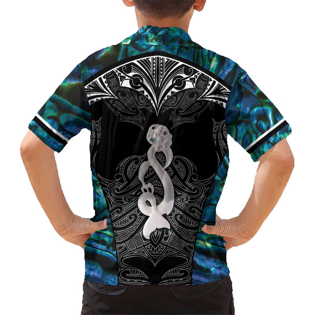 New Zealand Aotearoa Family Matching Short Sleeve Bodycon Dress and Hawaiian Shirt Maori Taniwha Paua Shell