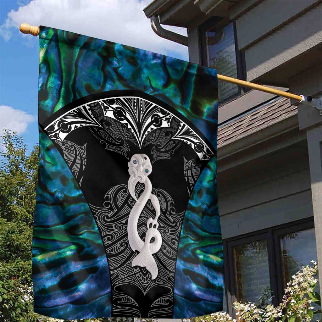 New Zealand Aotearoa Garden Flag Maori Taniwha Paua Shell