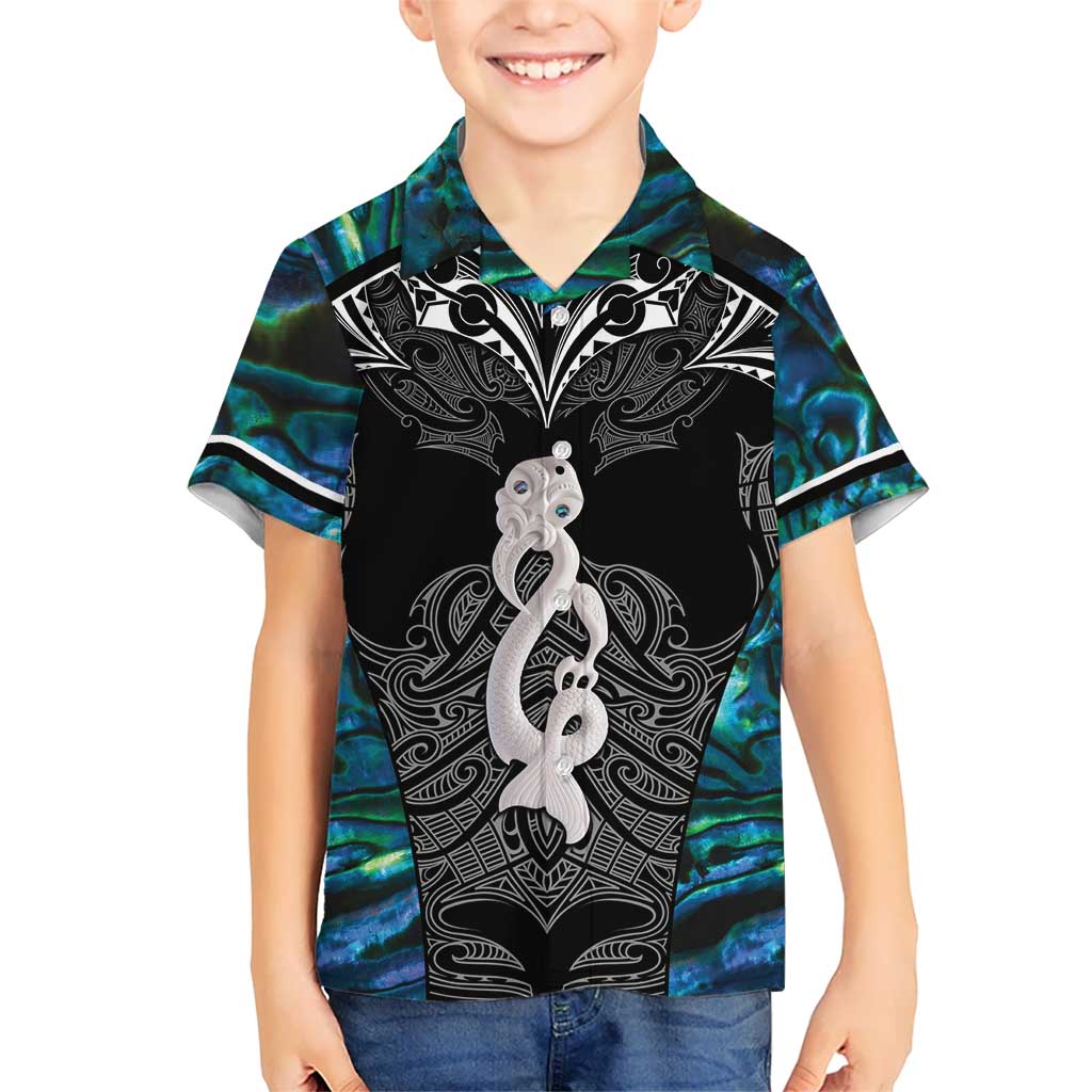 New Zealand Aotearoa Hawaiian Shirt Maori Taniwha Paua Shell