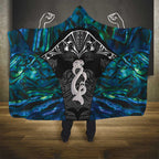 New Zealand Aotearoa Hooded Blanket Maori Taniwha Paua Shell