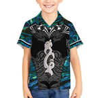 New Zealand Aotearoa Kid Hawaiian Shirt Maori Taniwha Paua Shell