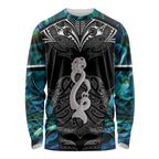 New Zealand Aotearoa Long Sleeve Shirt Maori Taniwha Paua Shell
