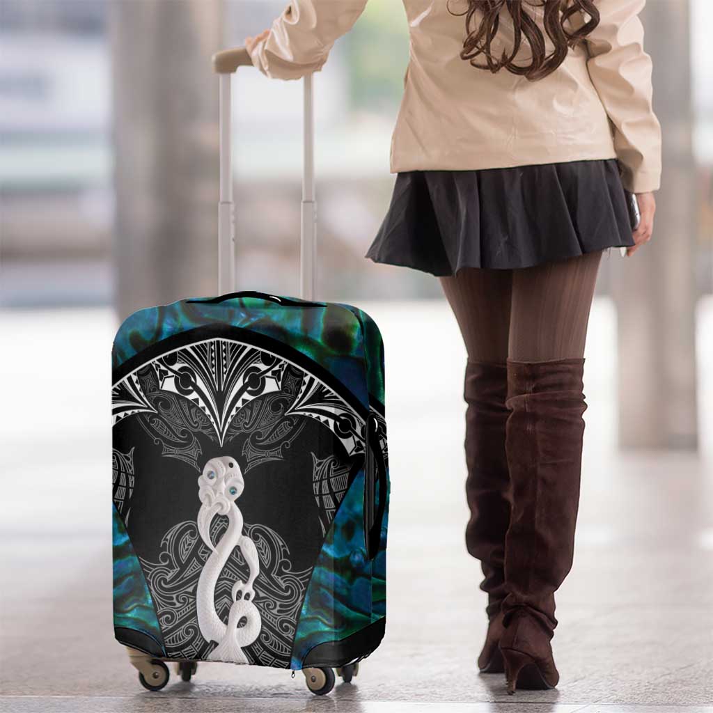 New Zealand Aotearoa Luggage Cover Maori Taniwha Paua Shell