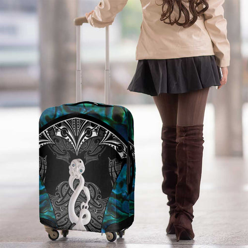 New Zealand Aotearoa Luggage Cover Maori Taniwha Paua Shell