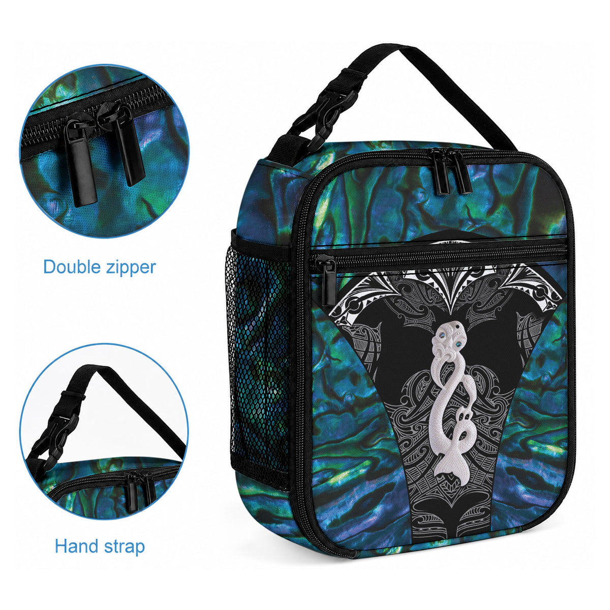 New Zealand Aotearoa Lunch Bag Maori Taniwha Paua Shell