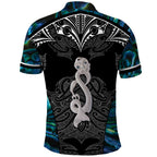New Zealand Aotearoa Polo Shirt Maori Taniwha Paua Shell