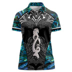 New Zealand Aotearoa Women Polo Shirt Maori Taniwha Paua Shell