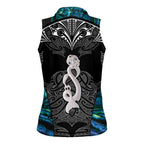 New Zealand Aotearoa Women Sleeveless Polo Shirt Maori Taniwha Paua Shell