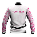 Personalised New Zealand Aotearoa Baseball Jacket Nurse Tribal Pink Version