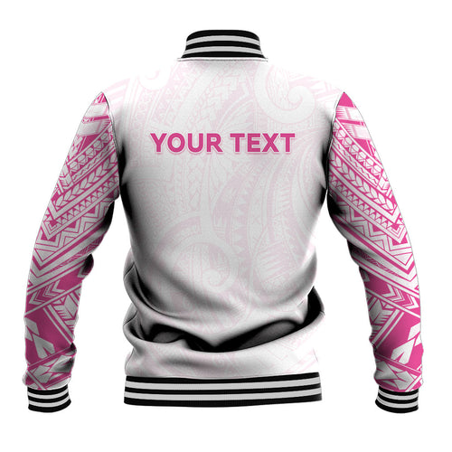 Personalised New Zealand Aotearoa Baseball Jacket Nurse Tribal Pink Version