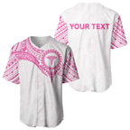 Personalised New Zealand Aotearoa Baseball Jersey Nurse Tribal Pink Version