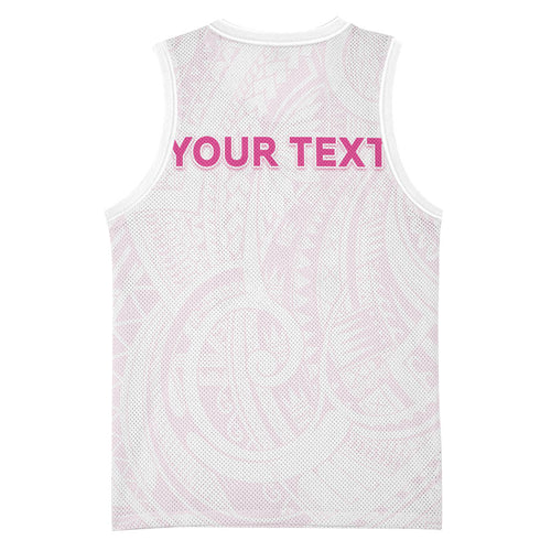 Personalised New Zealand Aotearoa Basketball Jersey Nurse Tribal Pink Version