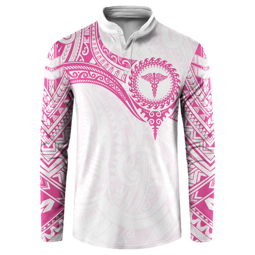 Personalised New Zealand Aotearoa Button Sweatshirt Nurse Tribal Pink Version