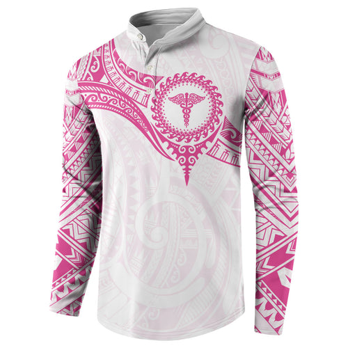 Personalised New Zealand Aotearoa Button Sweatshirt Nurse Tribal Pink Version