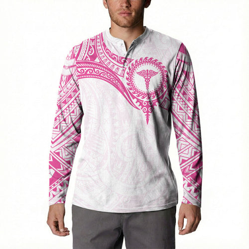 Personalised New Zealand Aotearoa Button Sweatshirt Nurse Tribal Pink Version