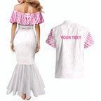 Personalised New Zealand Aotearoa Couples Matching Mermaid Dress and Hawaiian Shirt Nurse Tribal Pink Version
